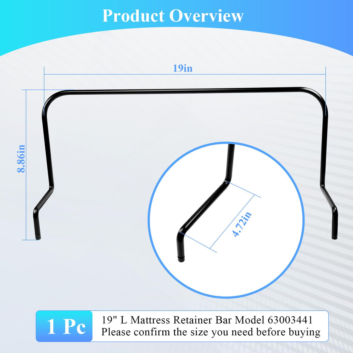 WFCYX 63003441 foot retainer bar securely anchors the mattress.