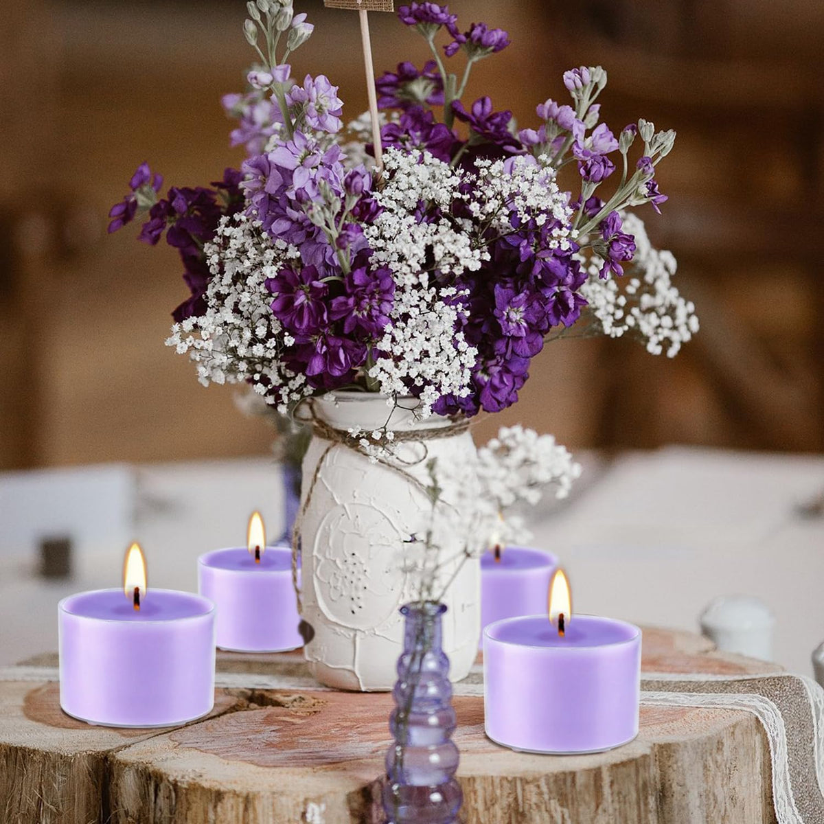 Wfmolcand tealight fits standard holders for easy setup.