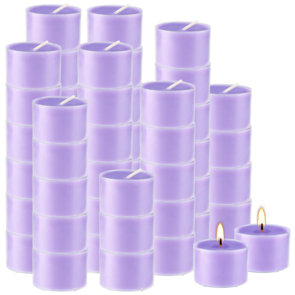 Wfmolcand tealight with purple wax ideal for intimate dinners.