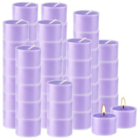 Wfmolcand tealight with purple wax ideal for intimate dinners.