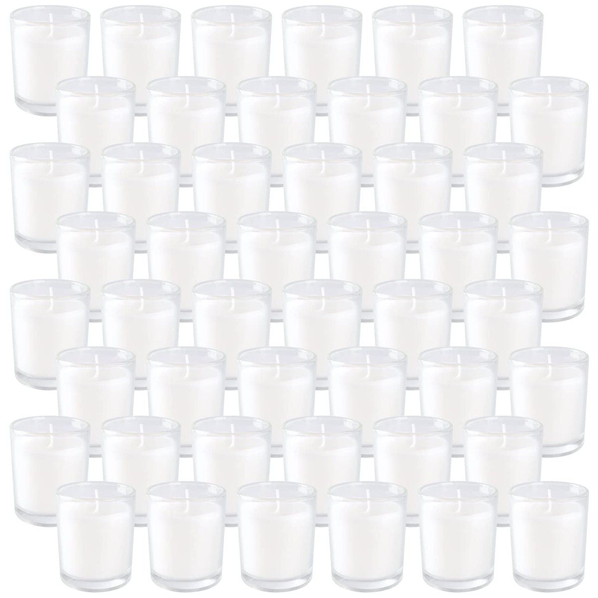 Wfmolcand unscented votive candles in clear glass ideal for weddings.
