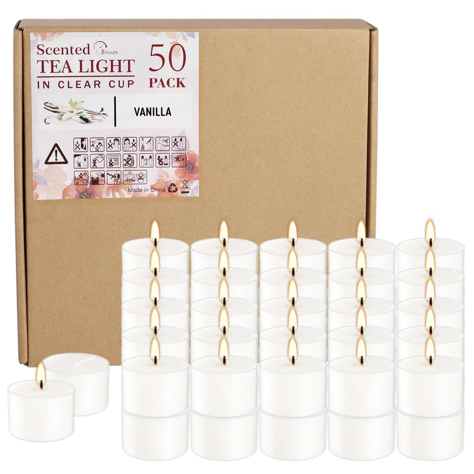 Wfmolcand vanilla tealight candle with clear cup for warm ambiance