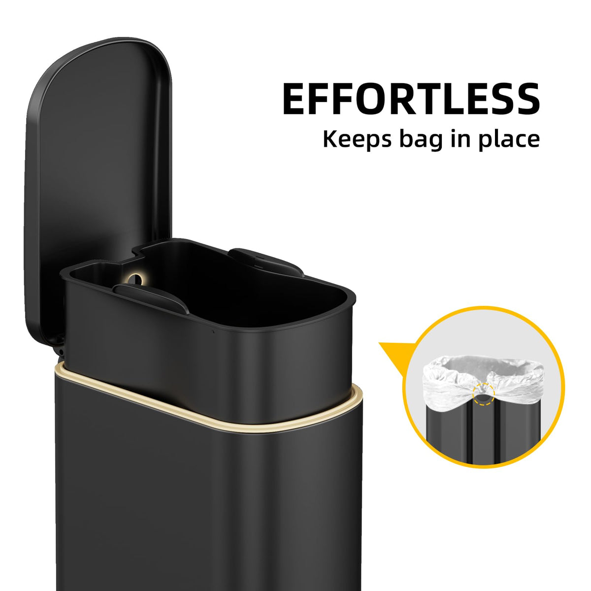 WFRWFR pedal-operated trash can offers hands-free waste disposal.