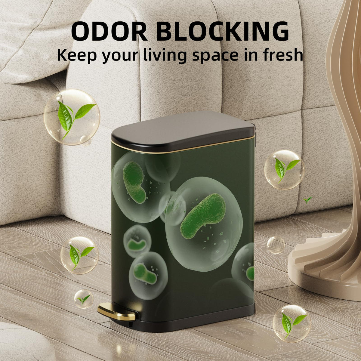 WFRWFR removable inner bin simplifies emptying and cleaning.