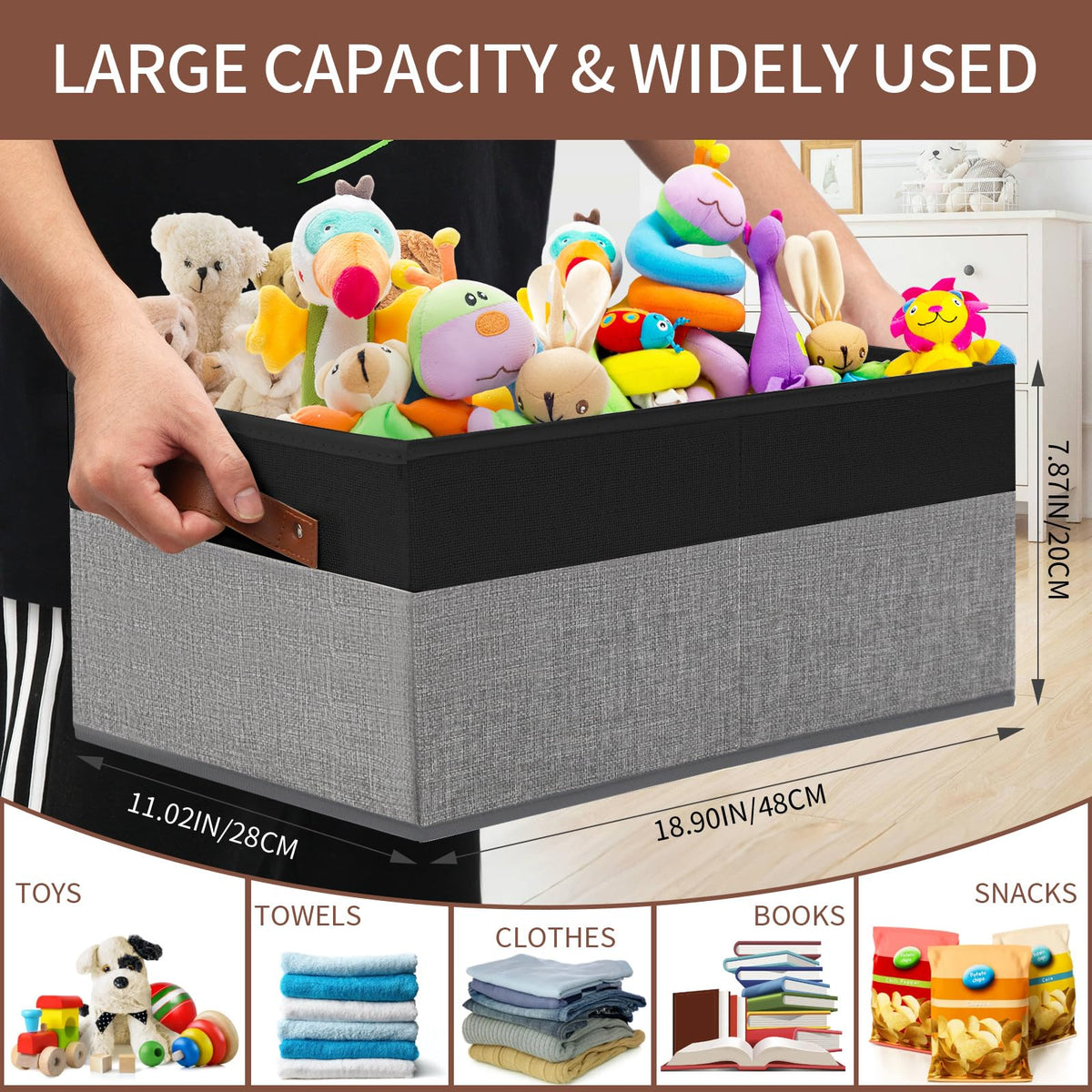 WGGWE closet bins folded flat, ready for compact storage under bed