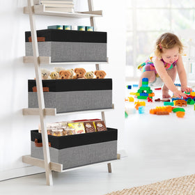 WGGWE closet bin leather-handles close-up highlighting durable, skin-friendly grip
