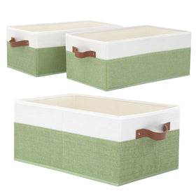 WGGWE 3-pack green closet bin, side view, ideal for tidy shelves.