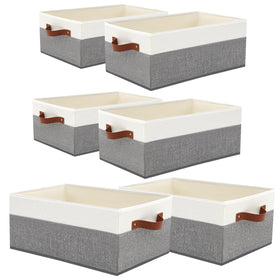 WGGWE 6-pack closet storage bins in grey and white on a shelf for tidy organization