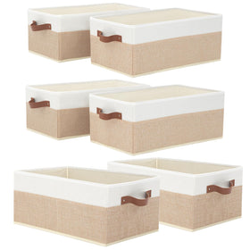 WGGWE 6-pack fabric storage bins in beige and white on a shelf for organized spaces