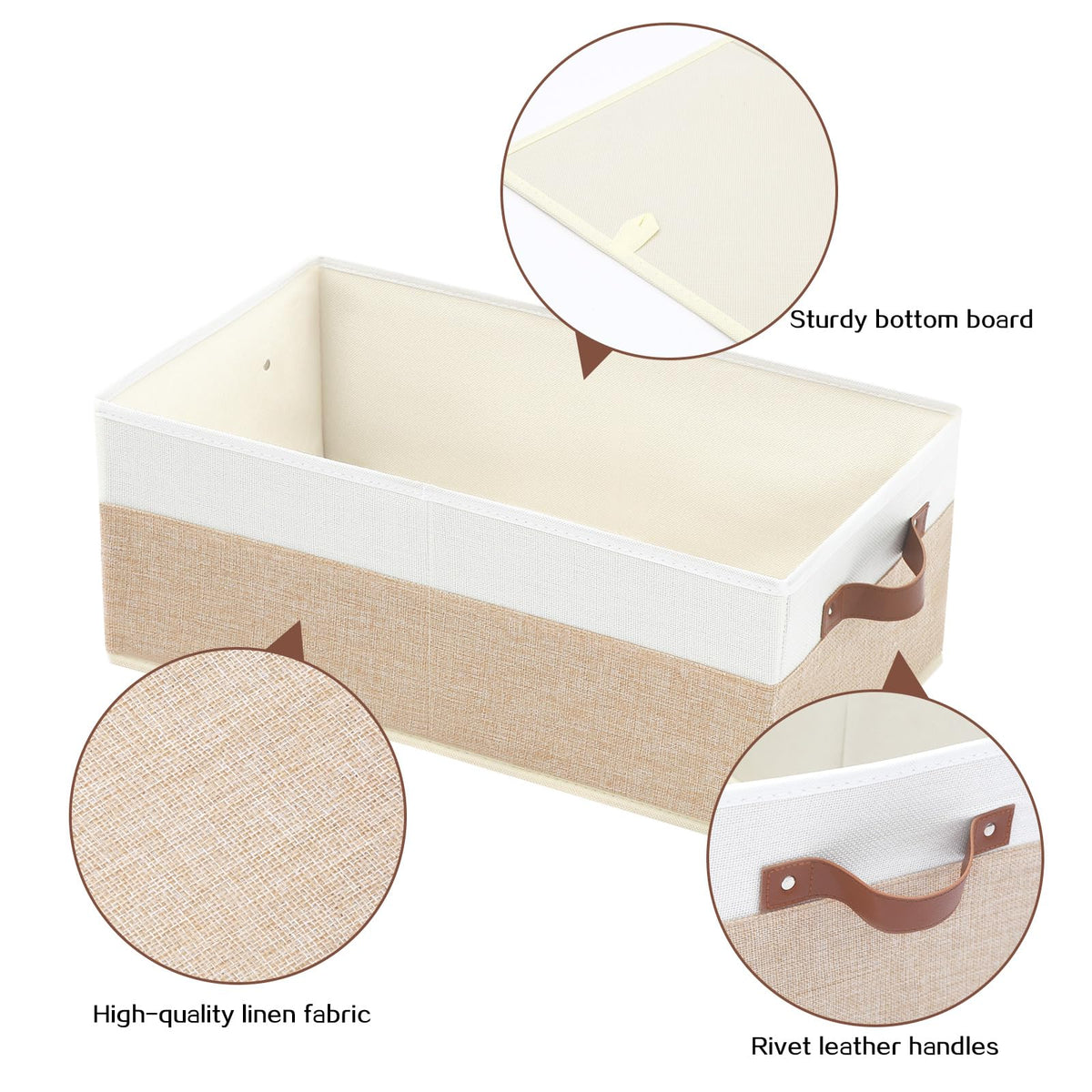 WGGWE beige bins, folded-flat for under-bed storage