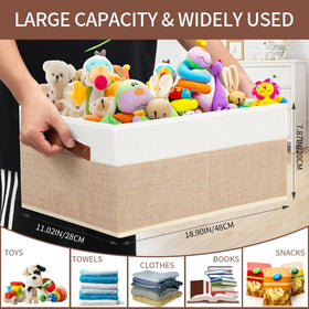 WGGWE beige bins, close-up of rivet-reinforced leather handles