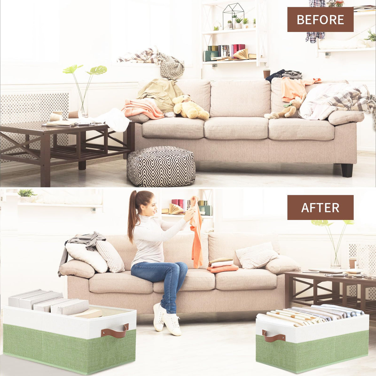 WGGWE foldable closet bin, space-saving and easy to store when not in use.