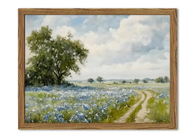 WGTUWY framed canvas art features a country landscape with wildflowers for tranquil decor