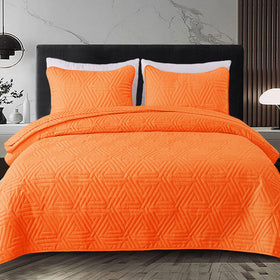 Whale Flotilla orange bedding setting bright bedroom ambiance