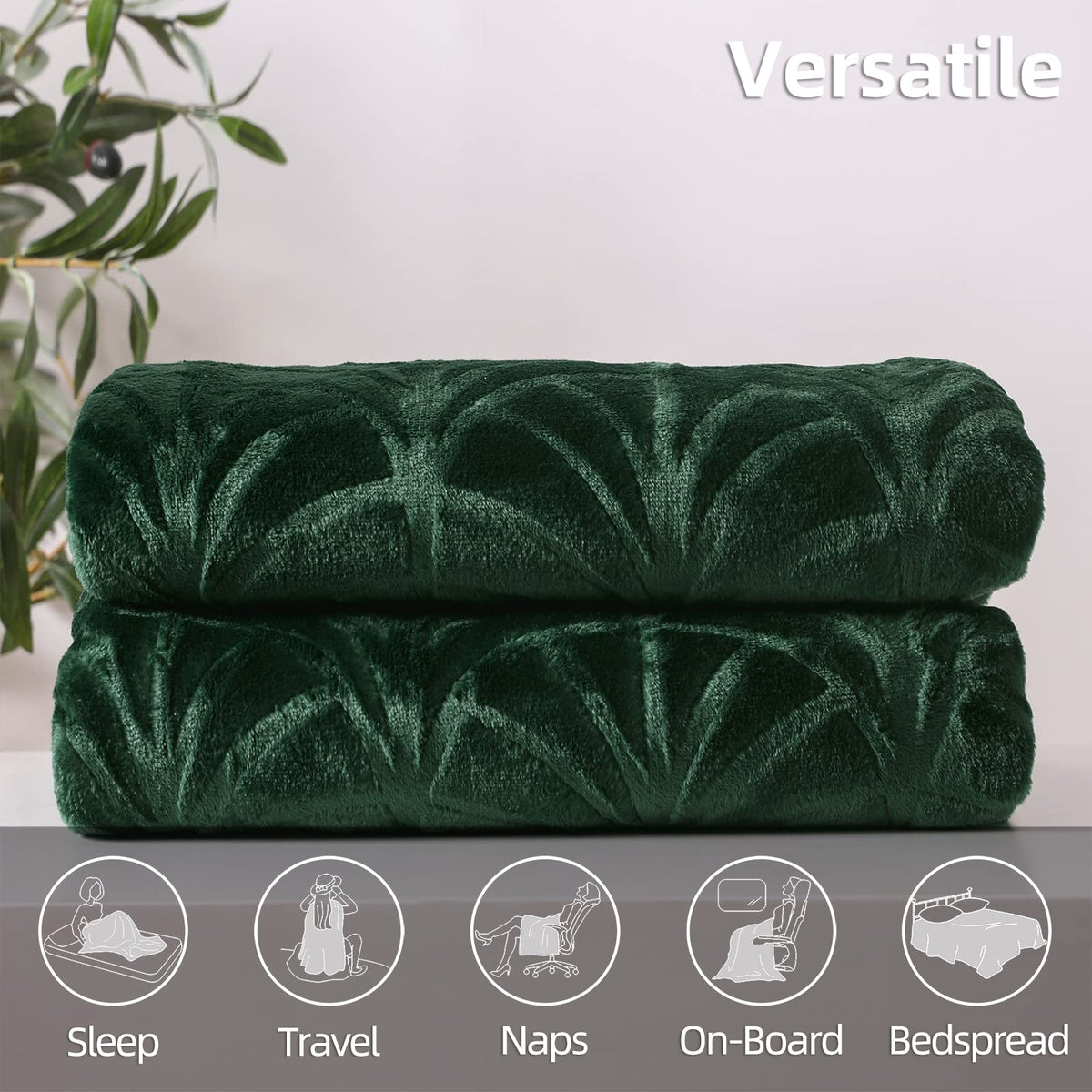 Whale Flotilla deep green blanket color enhances decor