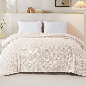 Whale Flotilla fuzzy fleece queen blanket jacquard pattern highlights elegant texture for refined decor