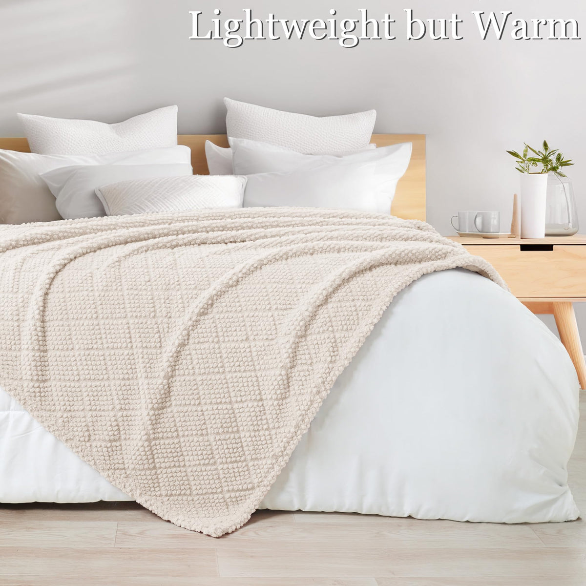 Whale Flotilla fuzzy fleece queen blanket is lightweight yet warm for layering