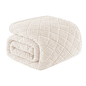Whale Flotilla fuzzy fleece queen blanket close-up shows ultra-soft plush warmth for cozy nights