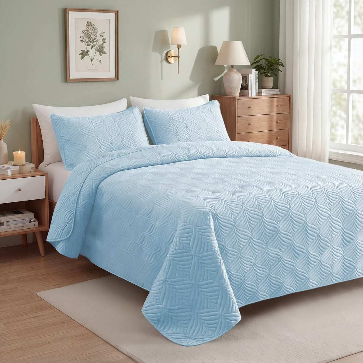 Whale Flotilla queen bedspread 96x90 fits standard queen beds neatly.