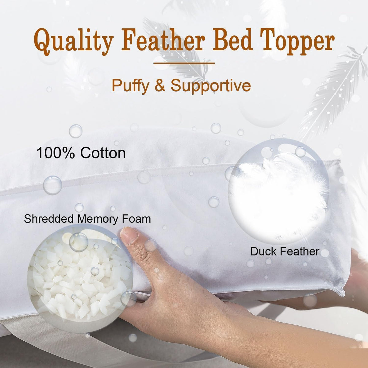WhatsBedding 2500gsm feather-stuffed interior delivers fluffy support