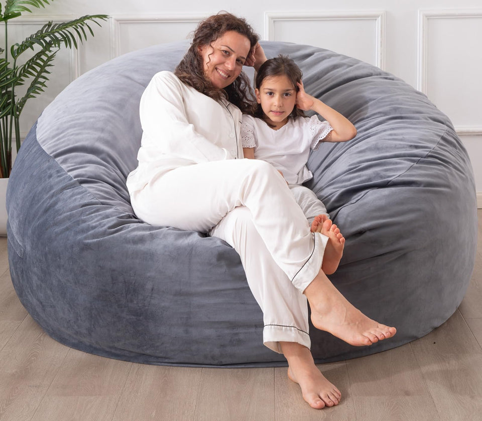 WhatsBedding 3 ft bean bag chair memory foam close-up shows plush support.