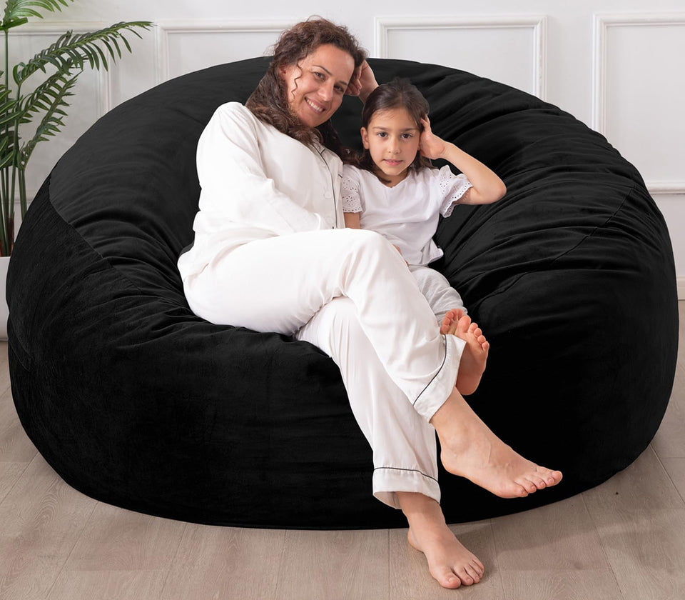 WhatsBedding memory foam bean bag chair offers plush support for lounging.