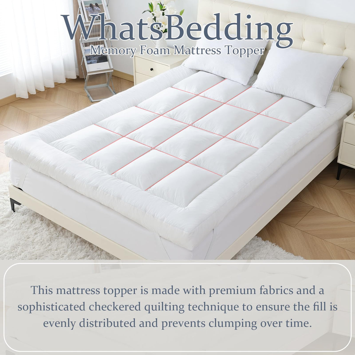 WhatsBedding anchor straps keep topper in place even with tossing and turning.