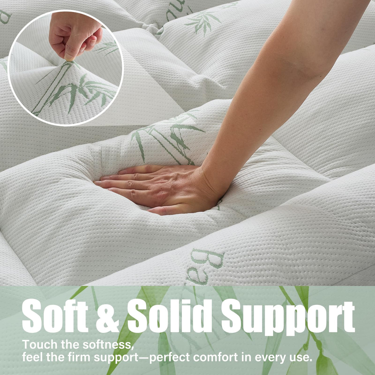 WhatsBedding bamboo viscose cooling layer demonstrates breathable comfort.