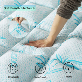 WhatsBedding blue cover close-up showing soft, skin-friendly fabric
