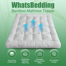 WhatsBedding elastic straps secure the topper to mattress edges for stability