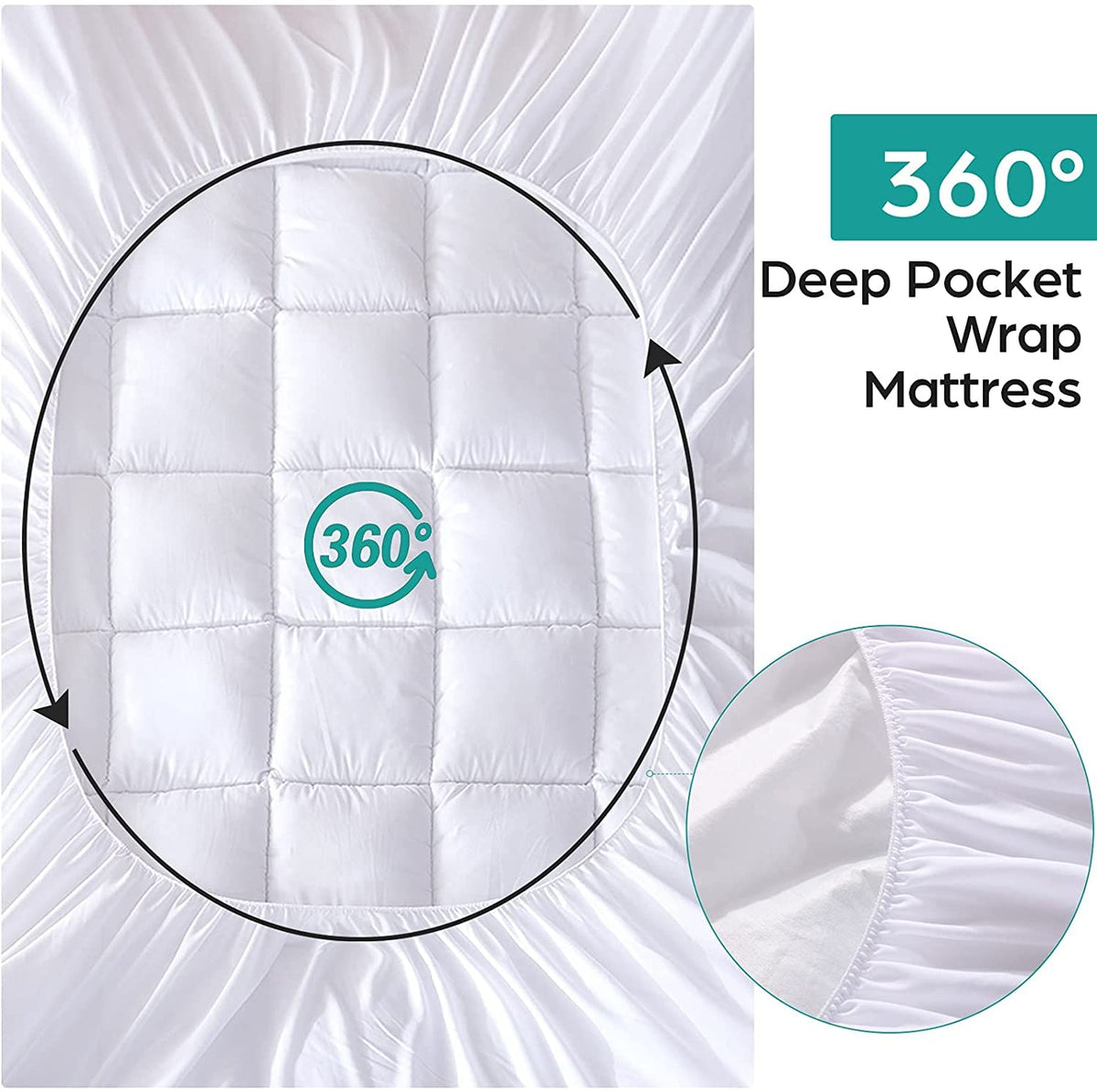 WhatsBedding fitted queen-size pad stays in place for a smooth surface