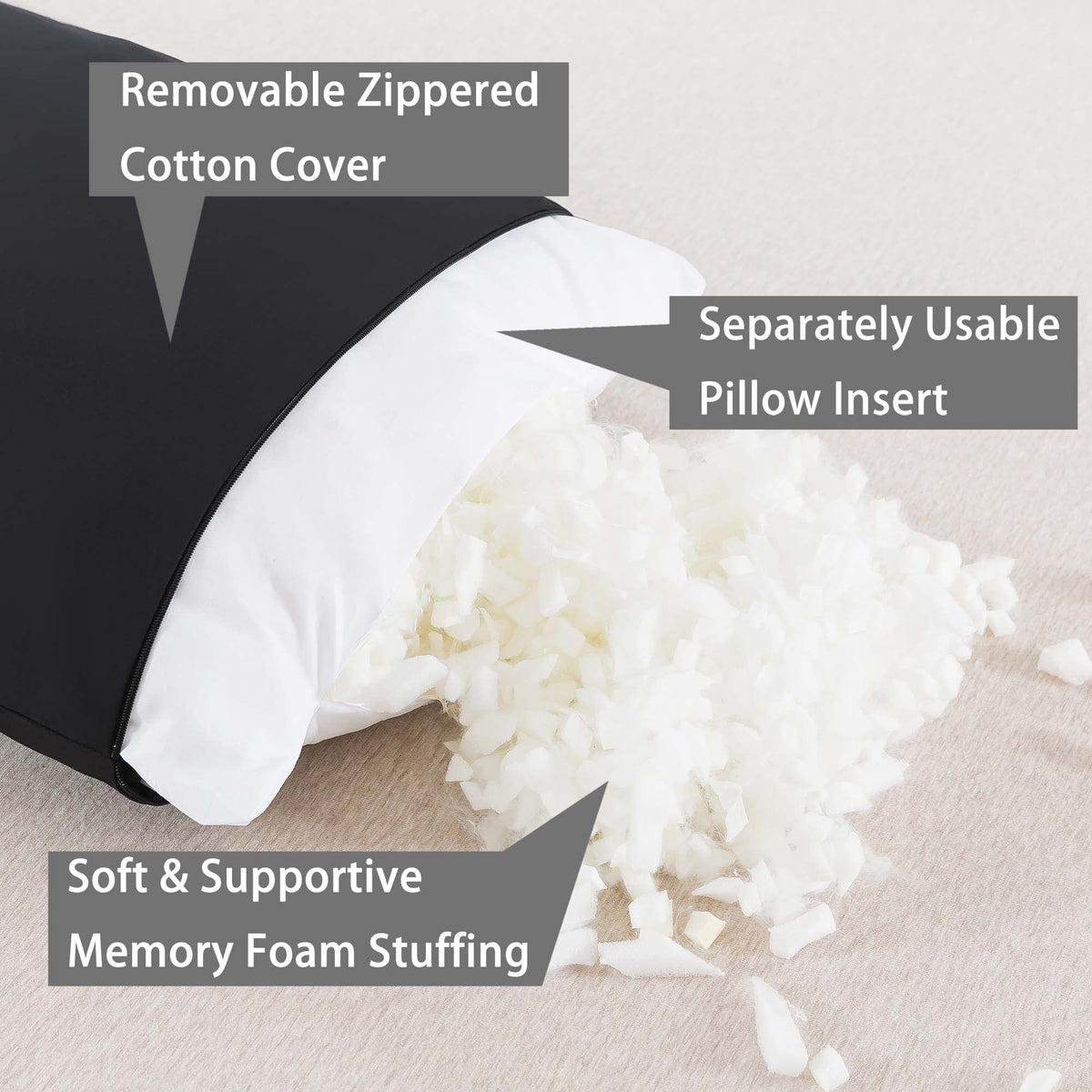 WhatsBedding full body pillow for adults in long form for support