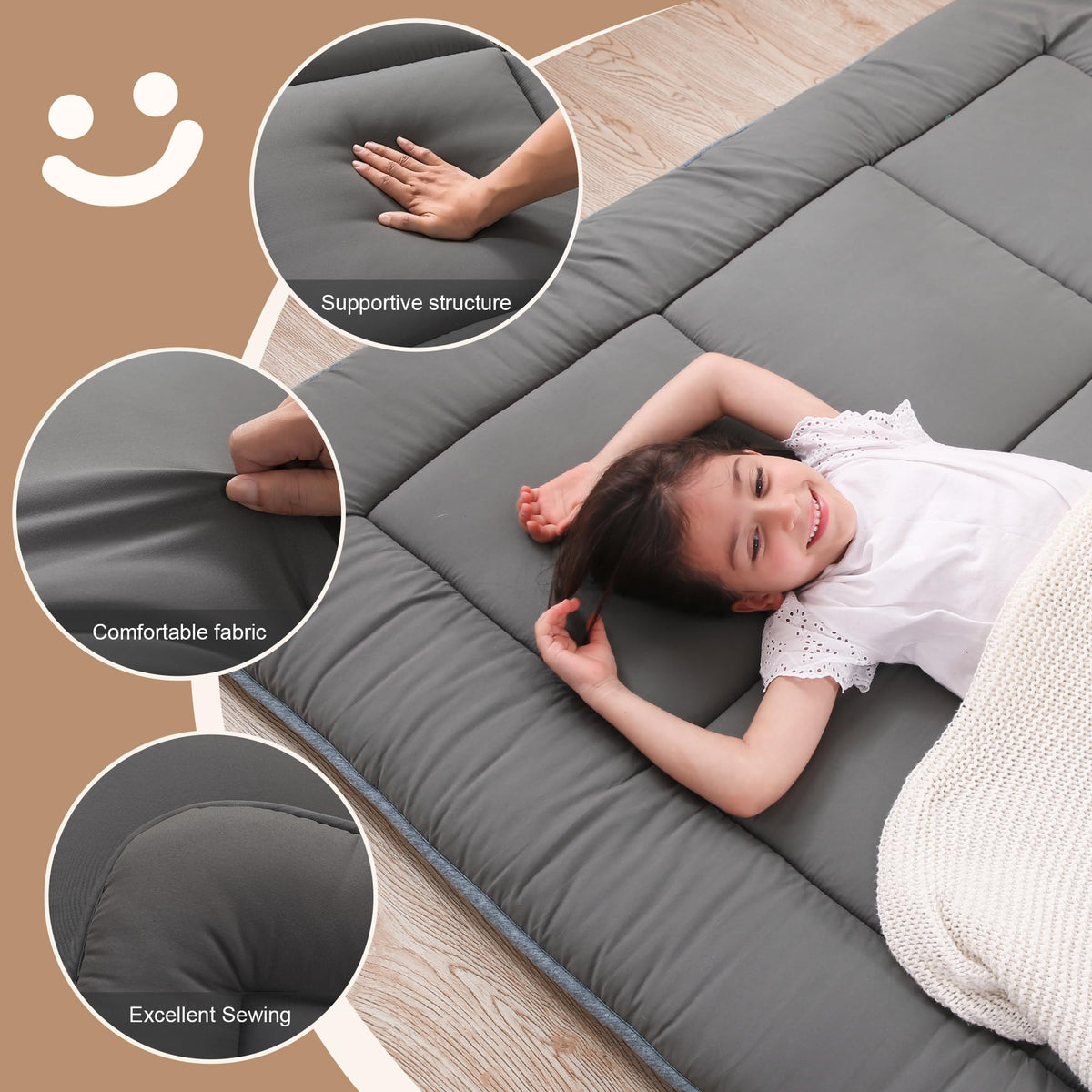 WhatsBedding futon mattress compact roll offers portable comfort for camping and guests.
