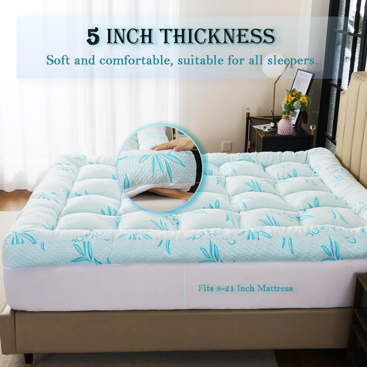 WhatsBedding machine-washable topper cleans easily for a hygienic sleep surface.