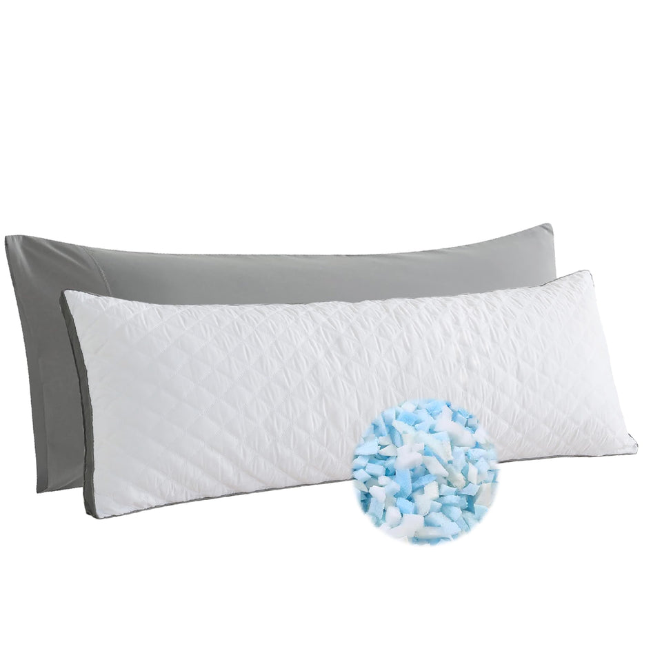 WhatsBedding memory foam body pillow full view on bed for full-body support