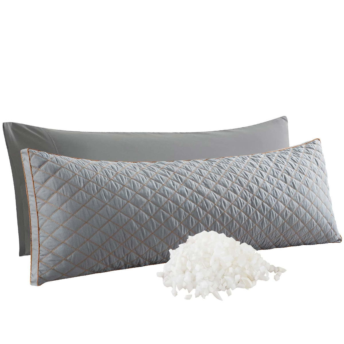WhatsBedding memory foam body pillow close-up shows soft, breathable cover for comfortable sleep.