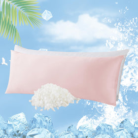 WhatsBedding memory foam body pillow with ice pink cover for cooling comfort.