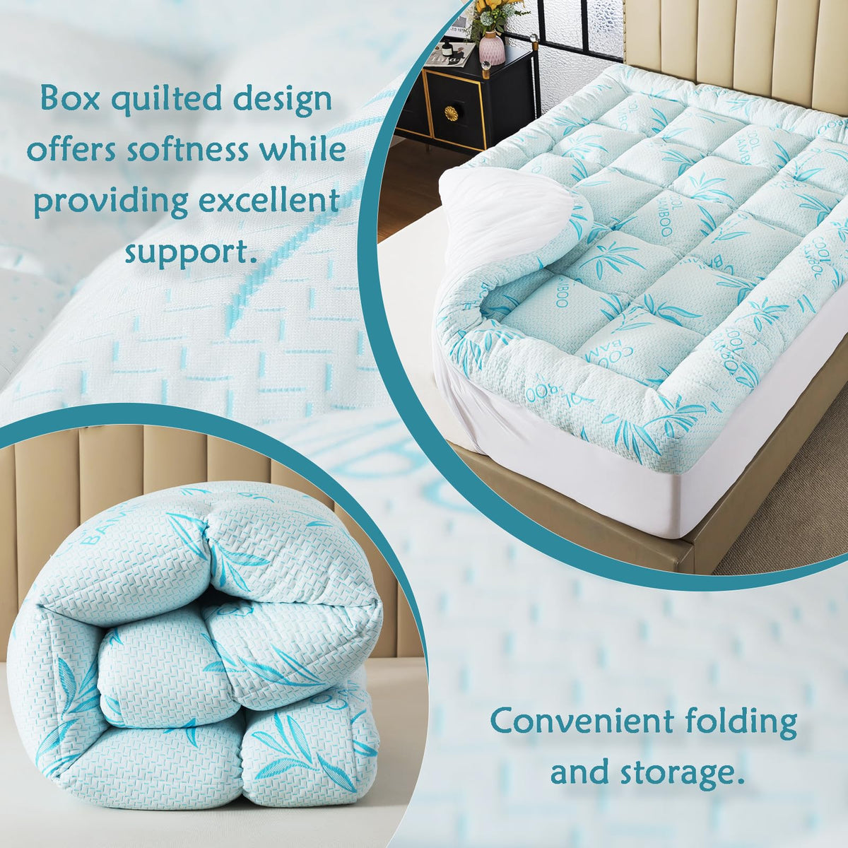 WhatsBedding memory foam layer topper provides subtle support for restful nights.