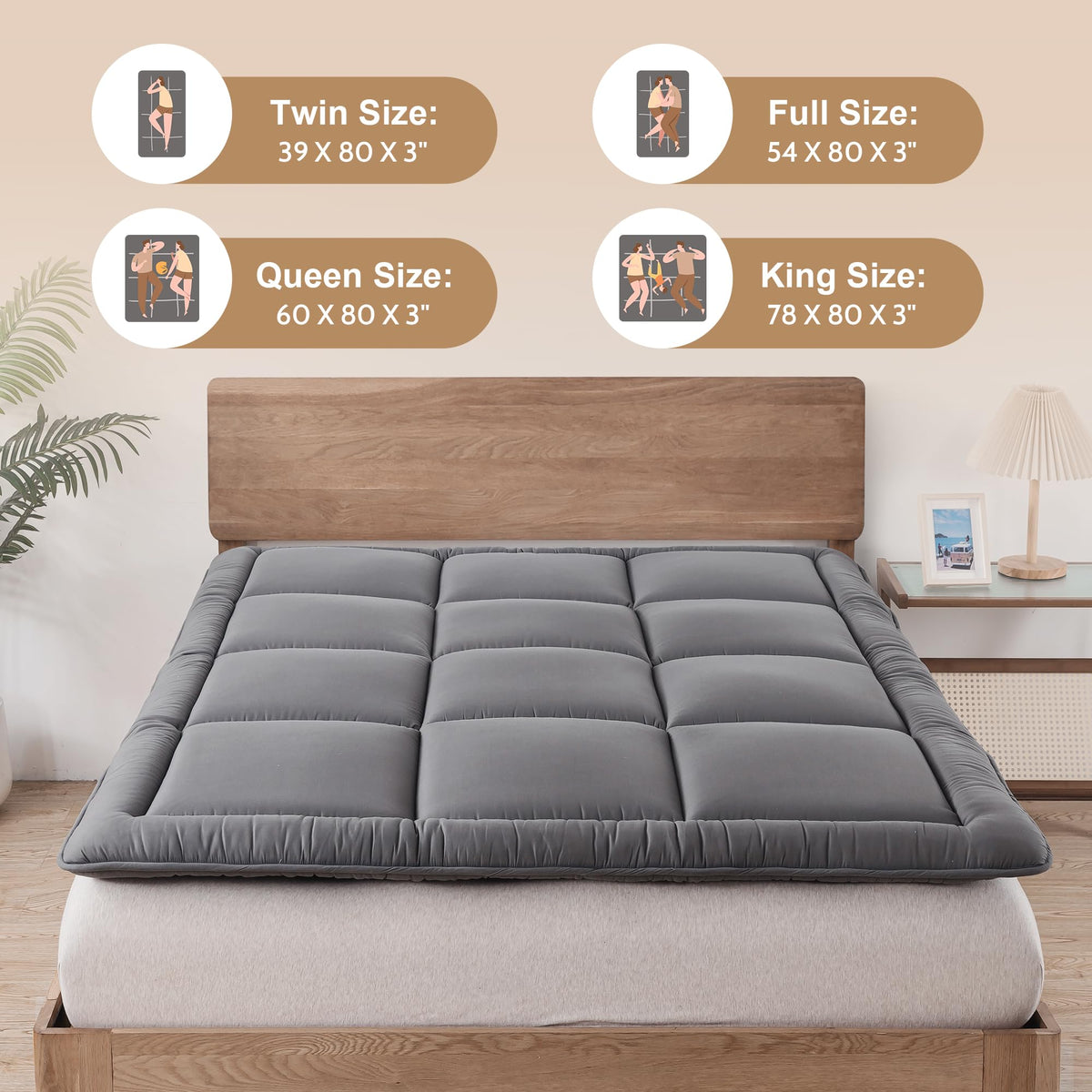 WhatsBedding multi-functional mat suits tatami, sleeping, yoga, and play.