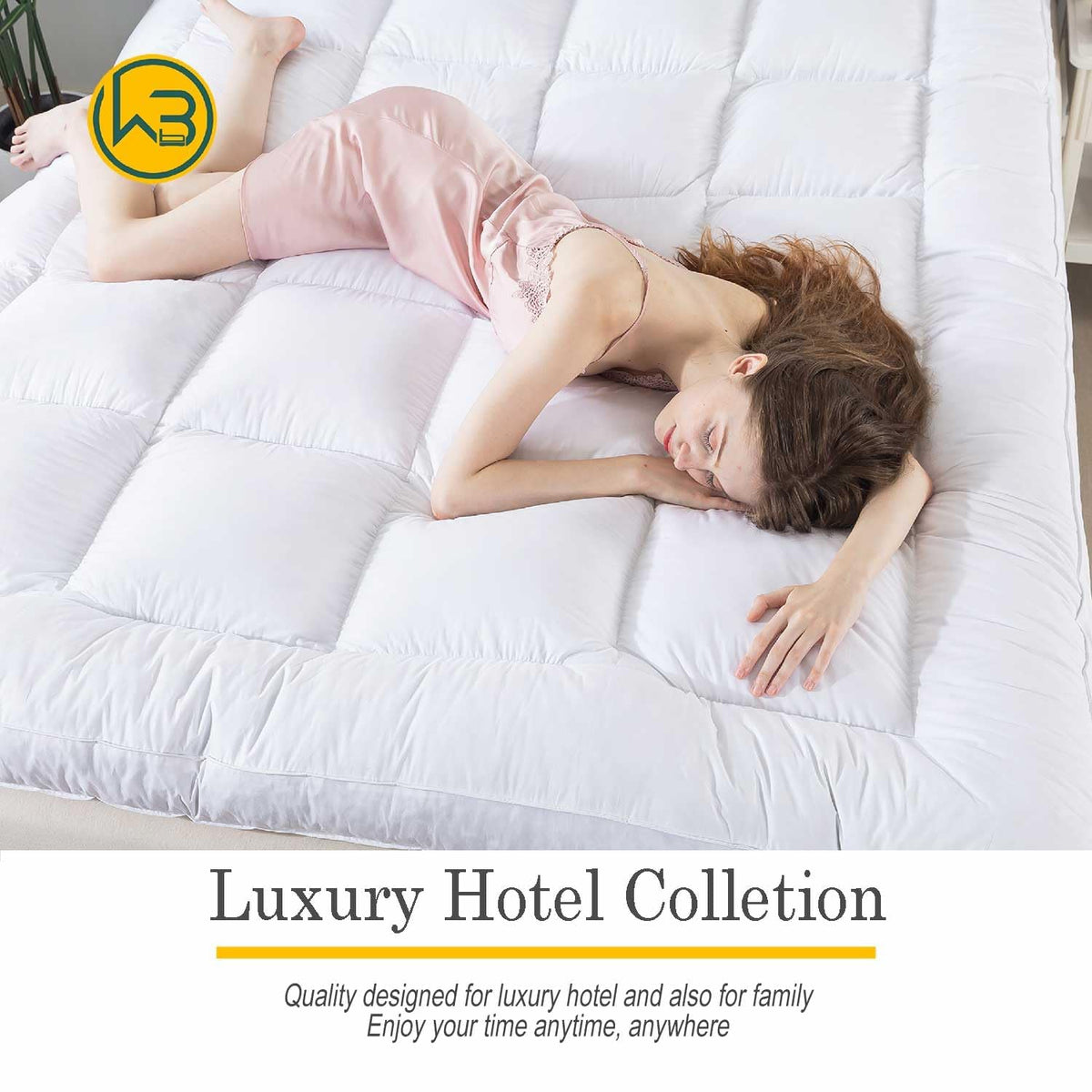 WhatsBedding queen 60x80 topper size fits standard beds