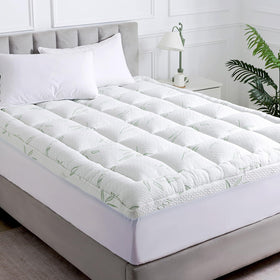 WhatsBedding Queen Topper with ultra-plush surface for cloud-like comfort.