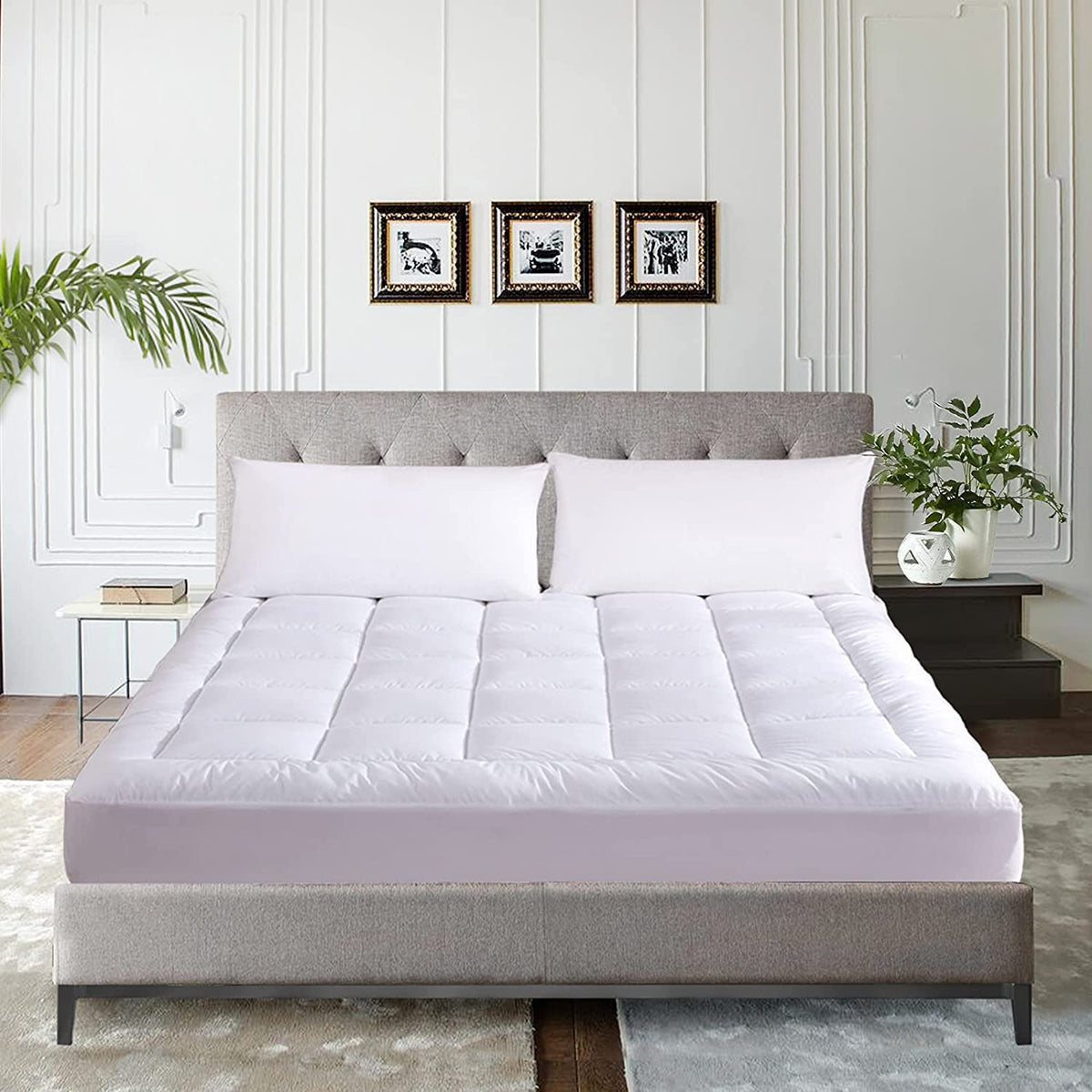 WhatsBedding sixty-percent cotton pillowtop adds soft cushioning