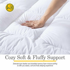 WhatsBedding square quilted box-stitch topper maintains loft and shape