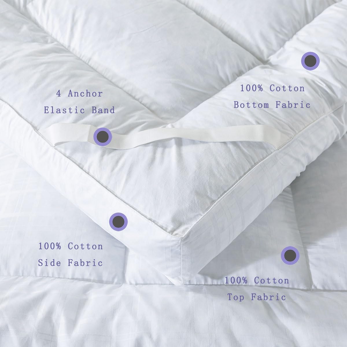 WhatsBedding square quilted stitching detail maintains loft and durability