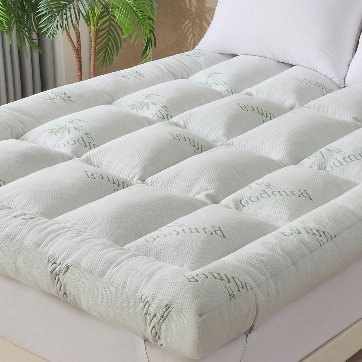 WhatsBedding memory foam topper provides cushioned support for a comfortable night