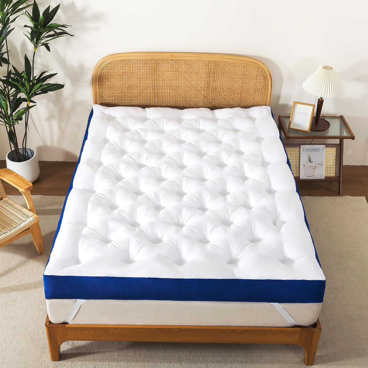 WhatsBedding topper on a bed demonstrates king-size coverage across the surface.