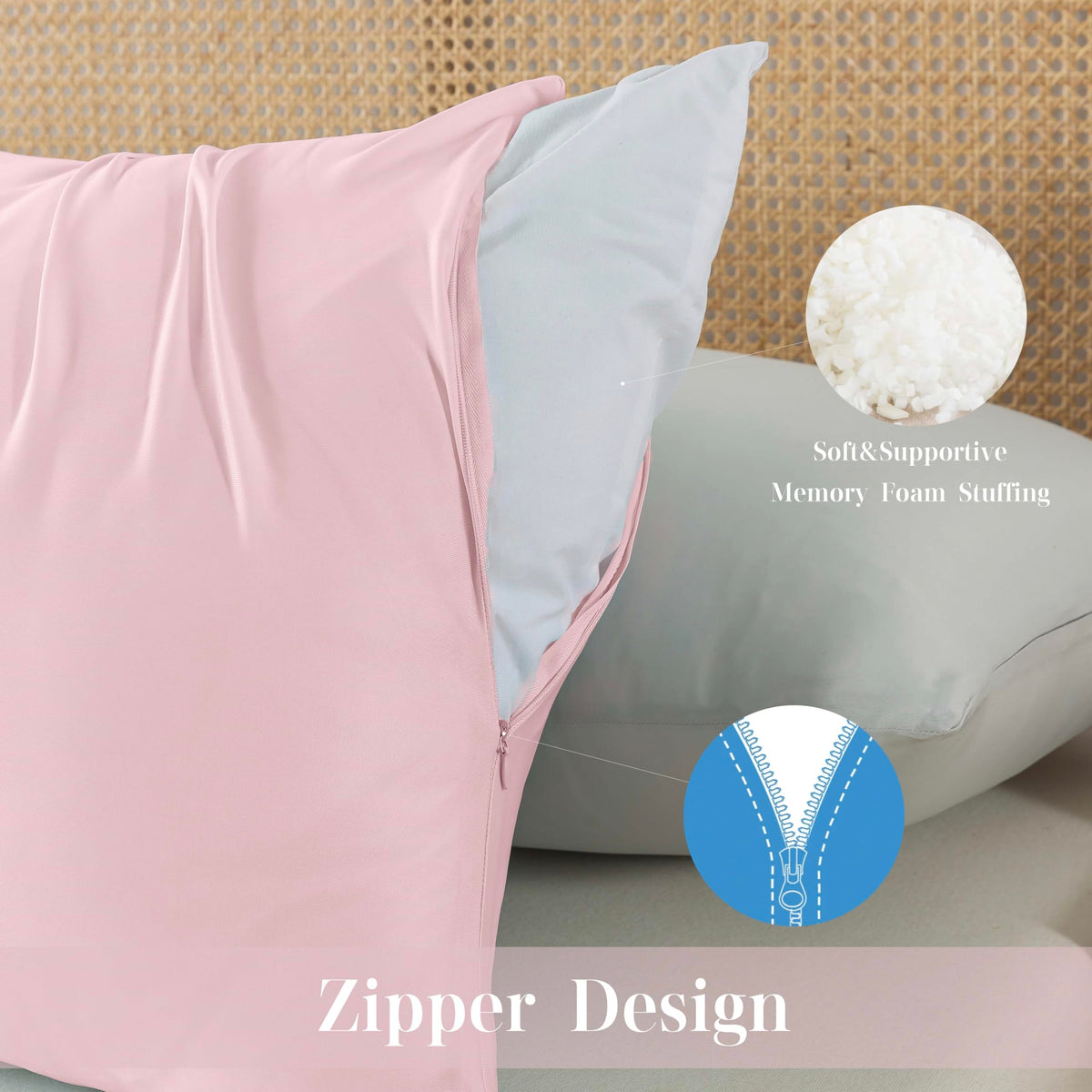 WhatsBedding zippered pillow cover for easy removal and washing.