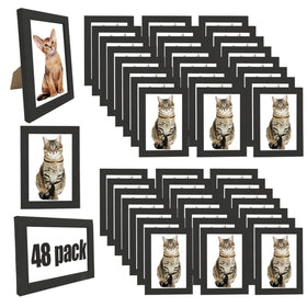 WHEATHUSK 48-pack 5x7 black picture frames for wall display.