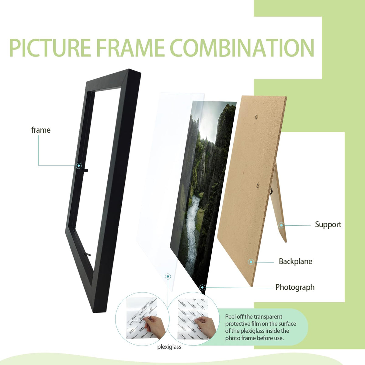 WHEATHUSK plexiglass front provides clear, glare-free viewing of memories.