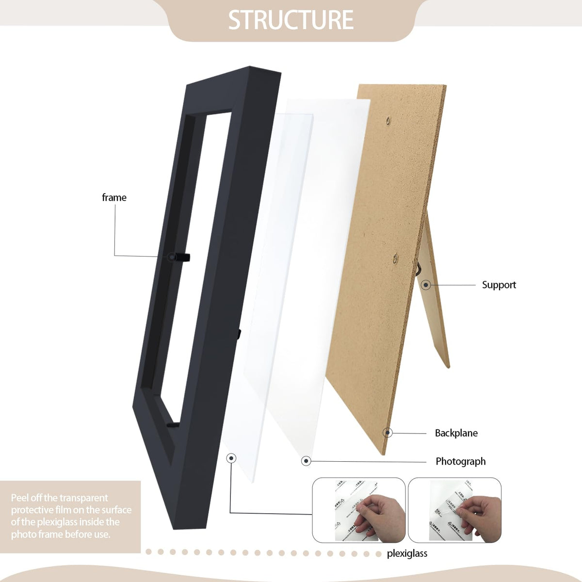 WHEATHUSK frames with Plexiglass front protect photos clearly.